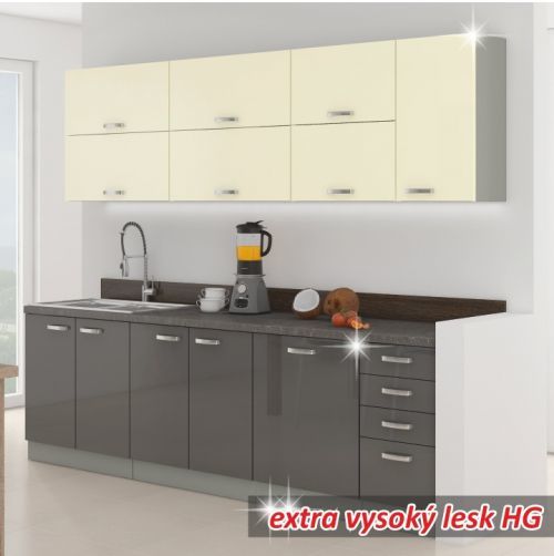 Tempo Kondela Kuchyňská linka PRADO - šedá/krémová
