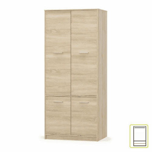 Tempo Kondela Věšáková skříň Teyo 4D s policemi - dub sonoma