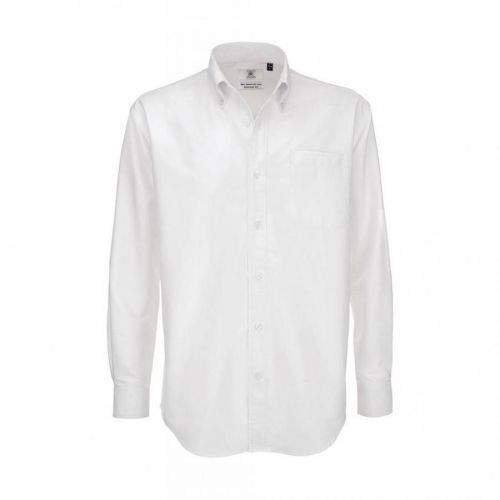 Košile pánská B&C Oxford s dlouhým rukávem - bílá, 3XL