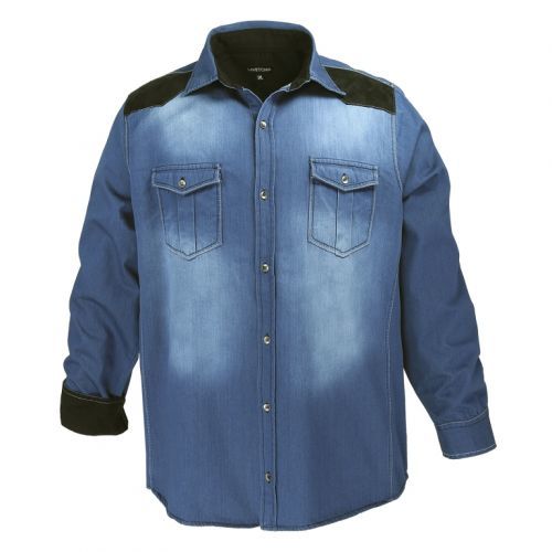 Košile s dlouhým rukávem Lavecchia Jeans - modrá-černá, 6XL
