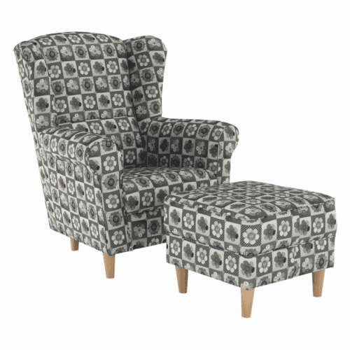 Tempo Kondela Křeslo/ušák s taburetem ASTRO - Patchwork N1