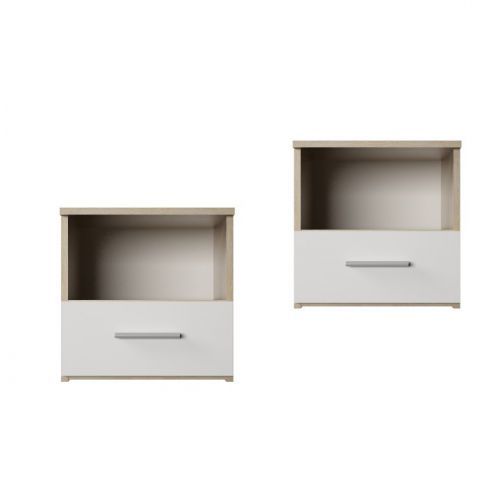 Tempo Kondela Set 2 kusů nočních stolků GABRIELA - dub sonoma / bílá