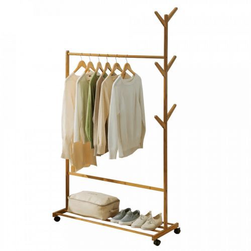 Tempo Kondela Pojízdný věšák VIKIR TYP 3 - bambus