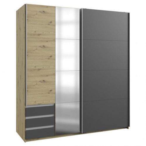 Skříň S Posuvnými Dveřmi Aurich Grafit, Barva Dubu