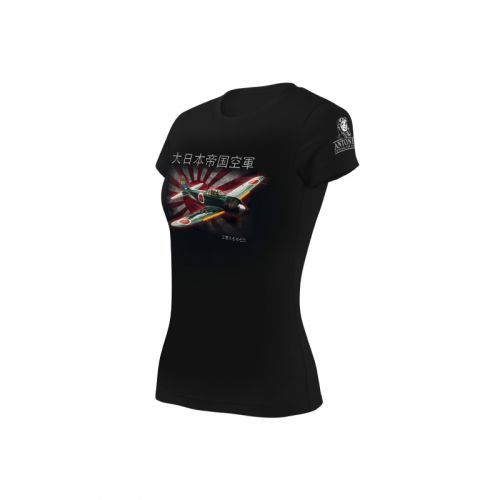 Triko dámské Antonio s letounem MITSHUBISHI A6M ZERO J - černé, XXL