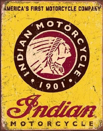 Posters Plechová cedule INDIAN MOTORCYCLES - Since 1901, (31,5 x 40 cm)