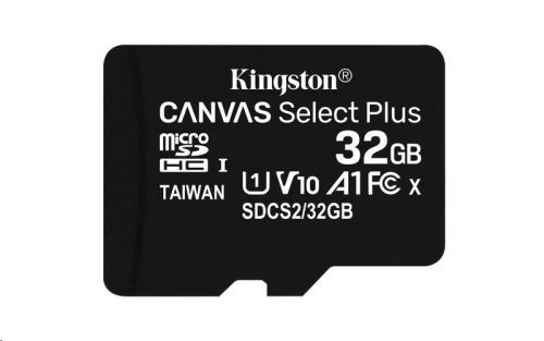 KINGSTON 32GB microSDHC Kingston Canvas Select Plus  A1 CL10 100MB/s bez adapteru (SDCS2/32GBSP)