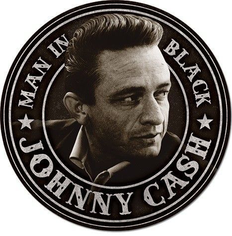 DESPERATE Plechová cedule Johnny Cash - Man in Black Round, (30 x 30 cm)