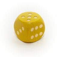 Detoa Dřevěná hrací kostka žlutá (zlaté tečky)