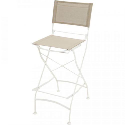 Klasická teaková barová židle s bílým kovovým rámem Venice