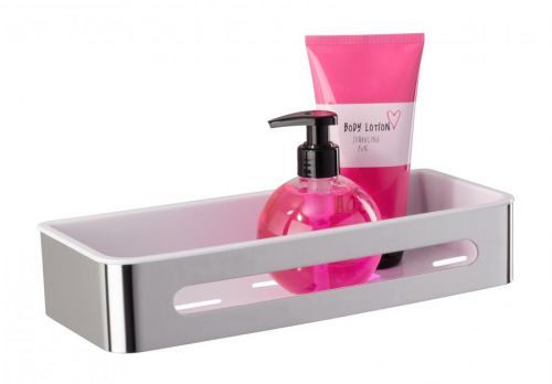 WENKO Nástěnná polička BEZ VRTÁNÍ Premium Plus kovově lesklá