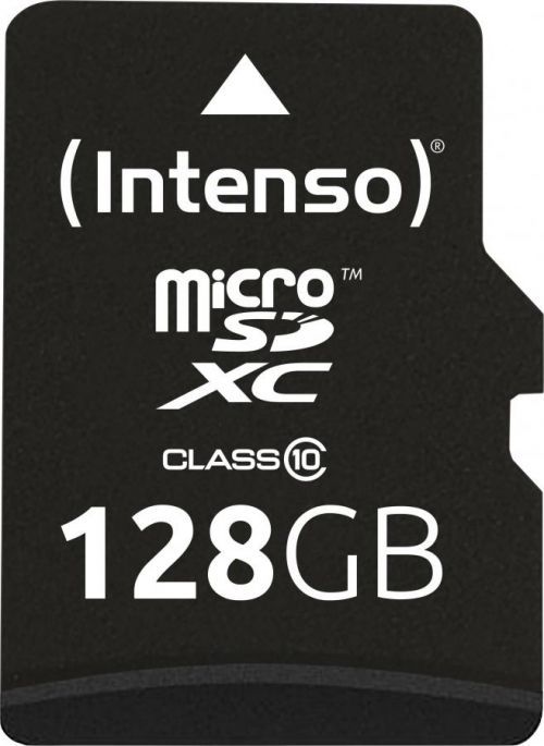 Paměťová karta microSDXC, 128 GB, Intenso Class 10, vč. SD adaptéru