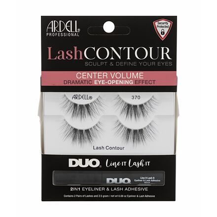 Ardell Lash Contour 370 odstín Black sada umělé řasy Lash Contour 370 2 páry + lepidlo na řasy a oční linka Duo Line It Lash It 2in1 Eyeliner & Lash Adhesive 2,5 g
