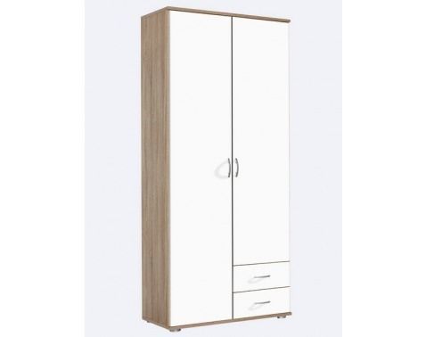 Šatní skříň 2-dveřová Twin, dub sonoma/bílá