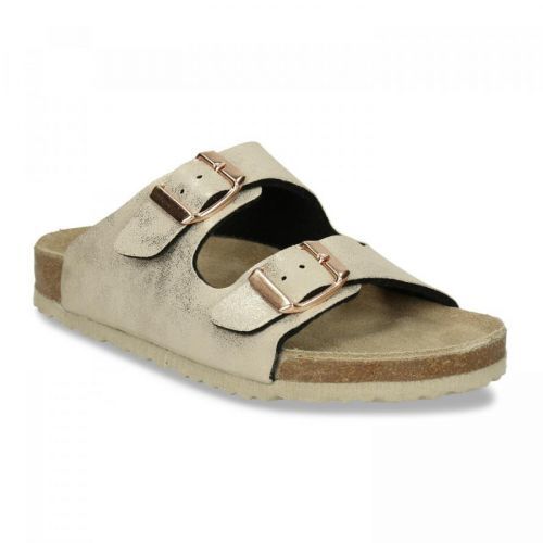 Zlaté dětské pantofle s koženou stélkou