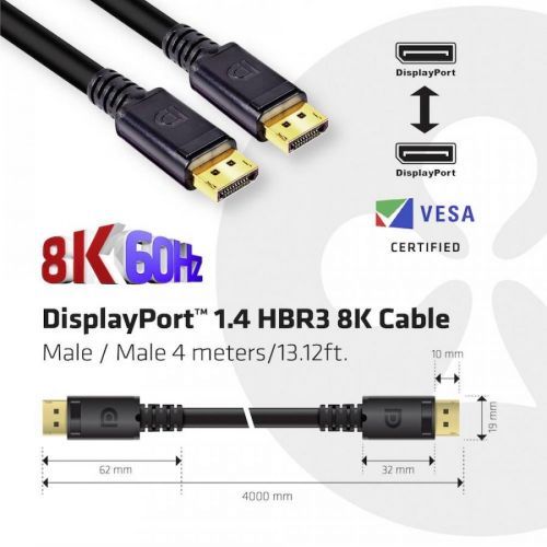 DisplayPort kabel club3D [1x zástrčka DisplayPort - 1x zástrčka DisplayPort] černá 4 m