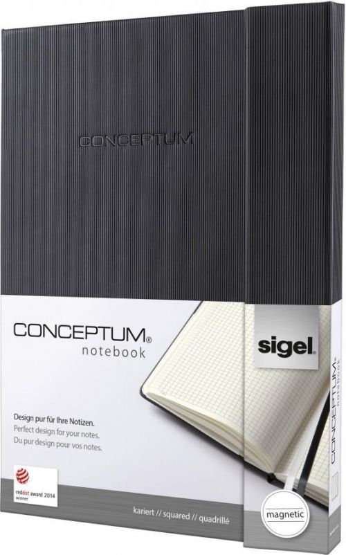 Sigel CONCEPTUM® CO151 poznámková kniha čtverečkovaný černá Počet listů: 97 A4