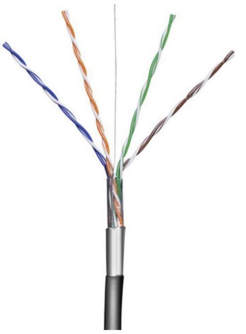 Kabel UTP Cat5e 4x2, AWG24, 100m, černá, venkovní provedení