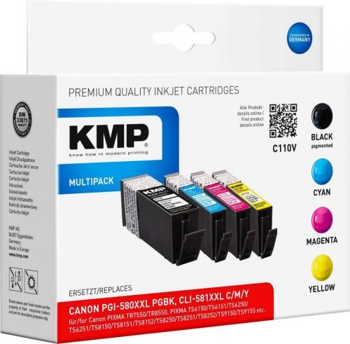 Ink set sada náplní do tiskárny KMP C110V 1576,0205, kompatibilní, černá, azurová, purppurová, žlutá