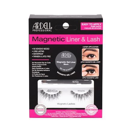 Ardell Magnetic Liner & Lash Wispies 1 ks odstín Black sada magnetické řasy Wispies 1 pár + magnetická gelová linka 2 g Black + štěteček na linku 1 ks pro ženy