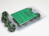 Chessex Dice Set Scarab Jade/Gold D10 (10x)