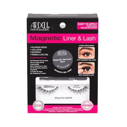 Ardell Magnetic Liner & Lash Demi Wispies 1 ks odstín Black sada magnetické řasy Demi Wispies 1 pár + magnetická gelová linka 2 g Black + štěteček na linku 1 ks pro ženy