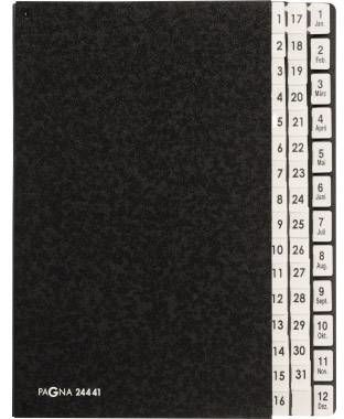 PAGNA pultový pořadač 24441-04 tvrdá lepenka černá DIN A4 Počet přihrádek: 44 1-31 , 1-12 , leden-prosinec