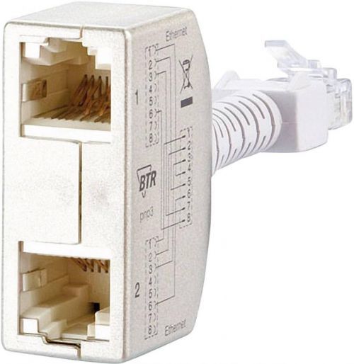 RJ45 síťový Y adaptér Metz Connect 130548-03-E CAT 5, [2x RJ45 zásuvka - 1x RJ45 zástrčka], stříbrná