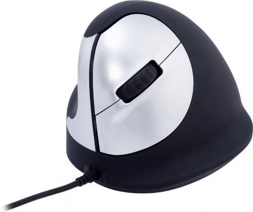 Ergonomická myš R-GO Tools HE Break (RGOBRHESML) RGOBRHESML, ergonomická, integrovaný scrollpad, černá/stříbrná