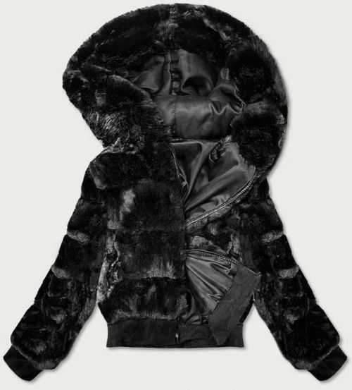 Černá dámská kožešinová bunda (BR9748-1) - S (36) - černá