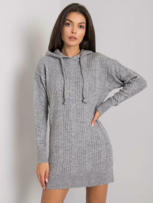 Dámské šaty s kapucí 7099 - RUE PARIS - jedna velikost - šedá