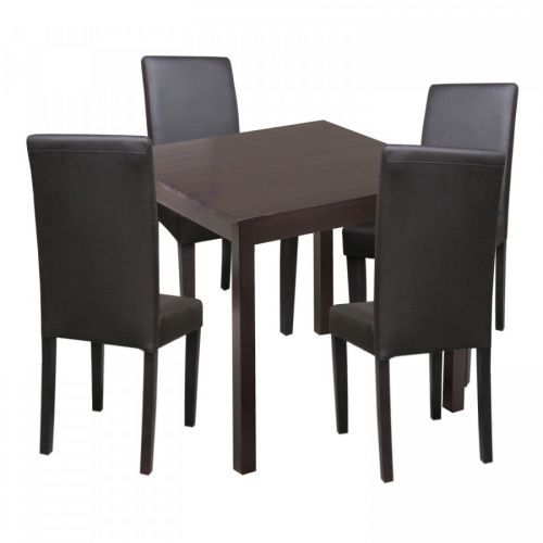 Jídelní set pro 4 osoby židle 4 + stůl 1 masiv hnědý židle 4421 Akce, super cena, doprava zdarma Idea