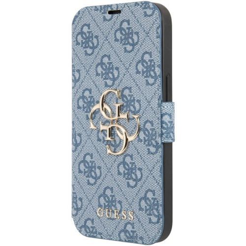 Guess PU 4G Metal Logo Book Case iPhone 13 Pro Max modrý