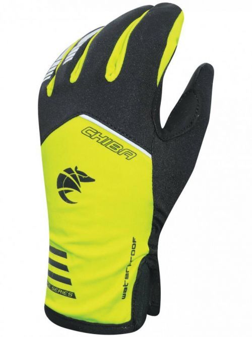 Středně hřejivé softshellové rukavice Chiba 2nd SKIN, černo-reflexní žluté L