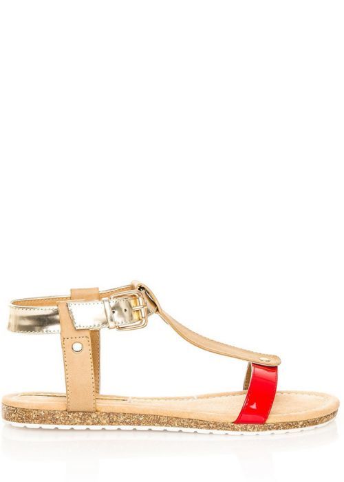 Červeno-zlaté korkové letní sandálky MARIA MARE - 36