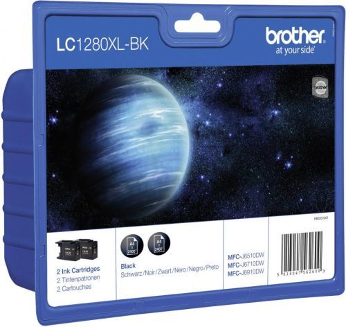 Brother LC1280XL Twin-Pack - 2-balení - černá - originál - blistr s akustickým/elektromagnetickým alarmem - inkoustová cartridge - pro Brother MFC-J5910DW, MFC-J6510DW, MFC-J6710DW, MFC-J6910DW