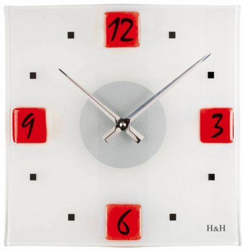 H&H Skleněné nástěnné hodiny 1131.2, 1159.4, 1160.1, 1161.7 1131 červená