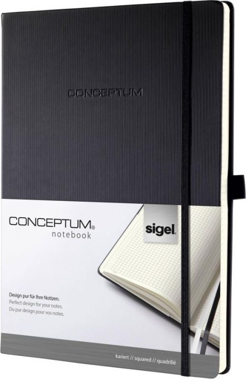 Sigel CONCEPTUM® CO115 poznámková kniha čtverečkovaný černá Počet listů: 97 DIN A4+