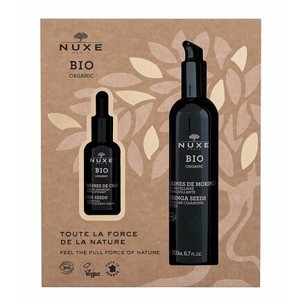 NUXE Bio Organic dárková kazeta pro ženy pleťové sérum Bio Organic Chia Seeds Essential Antioxidant Serum 30 ml + micelární voda Bio Organic Moringa Seeds Micellar Cleansing Water 200 ml