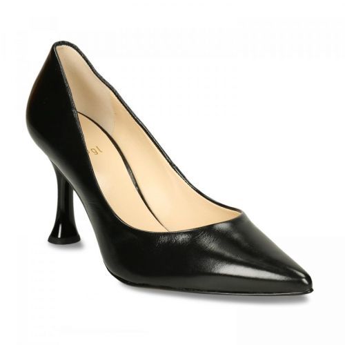 Černé dámské kožené lodičky na vysokém štíhlém podpatku