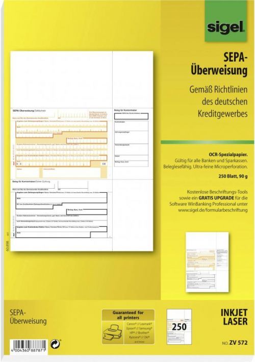 Sigel formulář pro převod SEPA-Überweisung A4 Počet listů: 250 ZV572