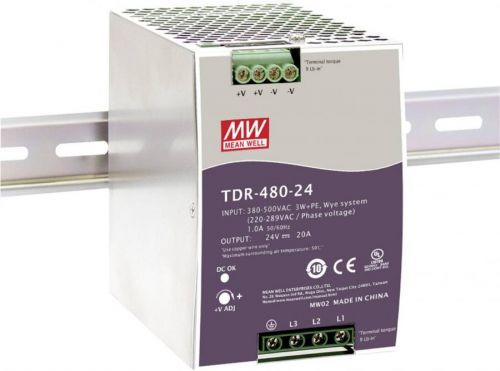 Síťový zdroj na DIN lištu DC/DC Mean Well TDR-480-24, 1 x, 20 A, 480 W