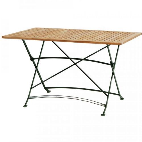 Klasický skládací teakový skládací stůl se zeleným kovovým rámem 130 Verona - Kovový, Premium natural teak Skládací - 100% FSC - Vietnam