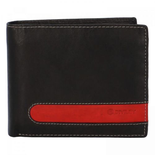 Pánská kožená peněženka černá - Diviley 2131 RED černá