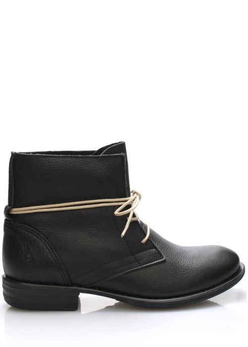 Černé kožené boty s tkaničkami Online Shoes - 38