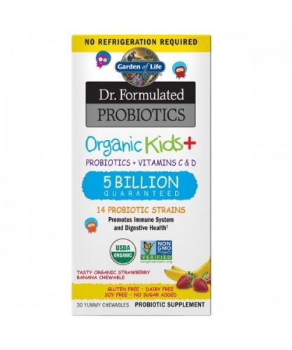 Garden of Life Dr. Formulated organická probiotika pro děti 30 tablet - jahoda - banán Garden of life