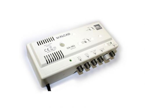 Anténní zesilovač ALCAD CA-361, 1xUHF plus 1xFM/VHF BIII, 2x výstup, filtr 5G, domovní