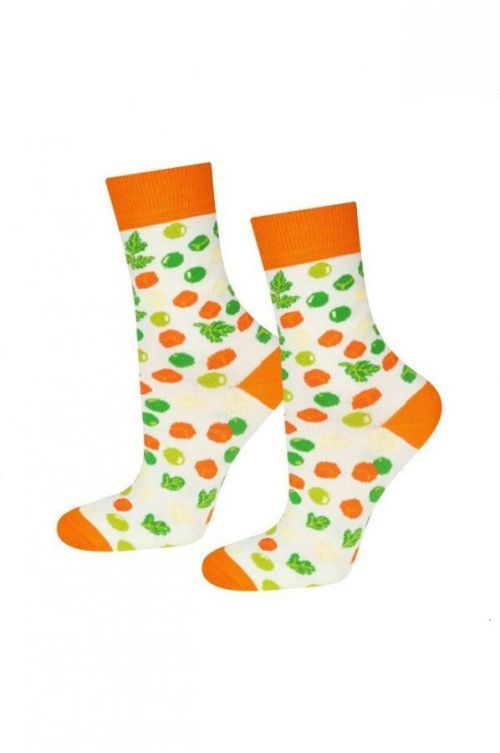 Dámské ponožky Zeleninový salát - Soxo - 35-40 - žlutá s potiskem
