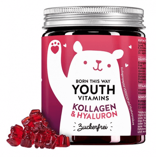 Bears With Benefits Born This Way Vitaminy s kolagenem, Q10 a kyselinou hyaluronovou bez cukru 90ks