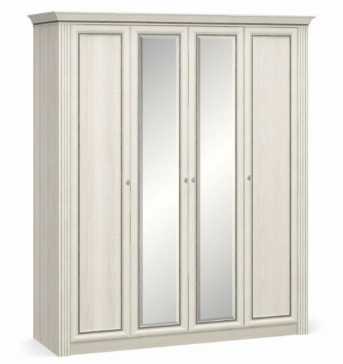 Casarredo Šatní skříň 4D BRISTOL NEW II jasan sněhový/zrcadlo